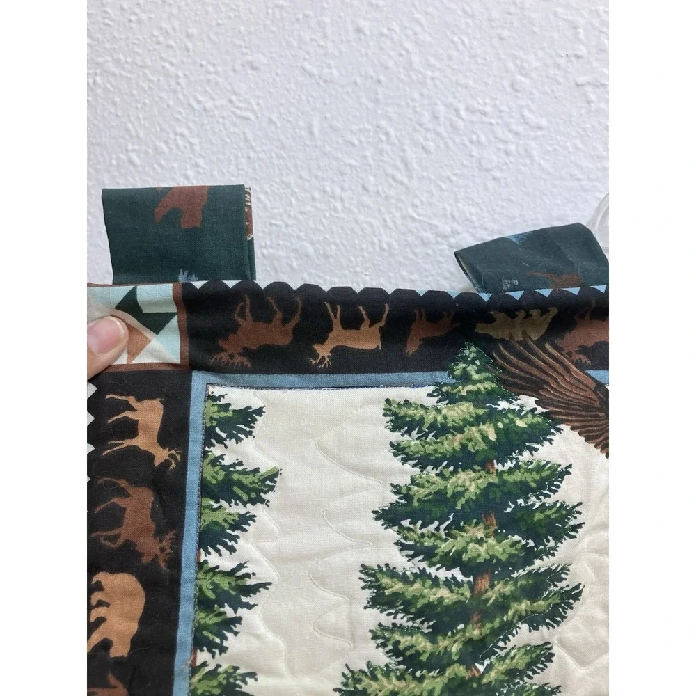 Handmade Fabric MOOSE Wildlife Quilted Wallhanging Panel 31